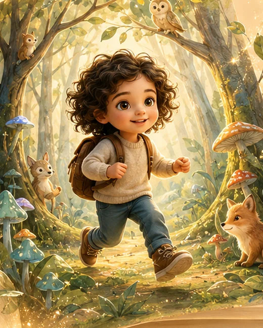 Le même enfant en personnage illustré, créé à partir de son portrait